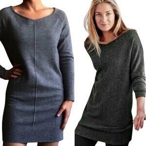 Athleta Adi Mudra Cashmere Sweater Dress Mini Boatneck Dark Gray Womens Small